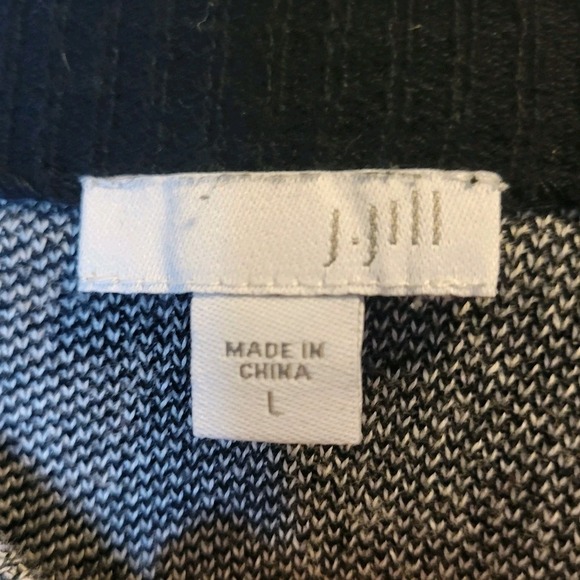 J Jill Top Women Pull Over Sweater Black White 100% Cotton - Picture 5 of 5